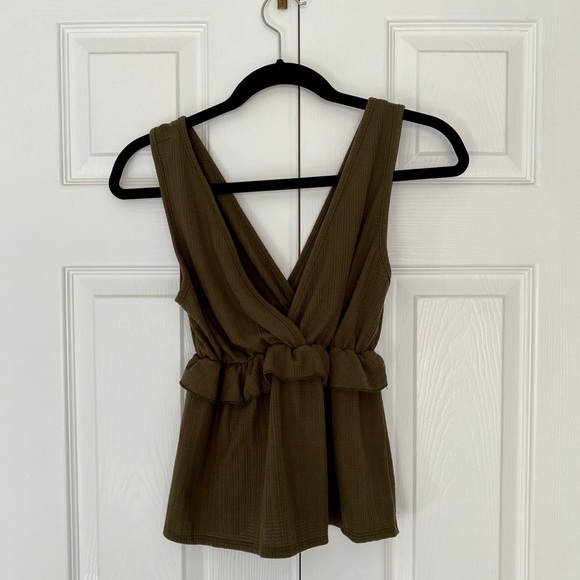 Caution To The Wind Tops - Caution To The Wind Olive Green V-neck Tank Top